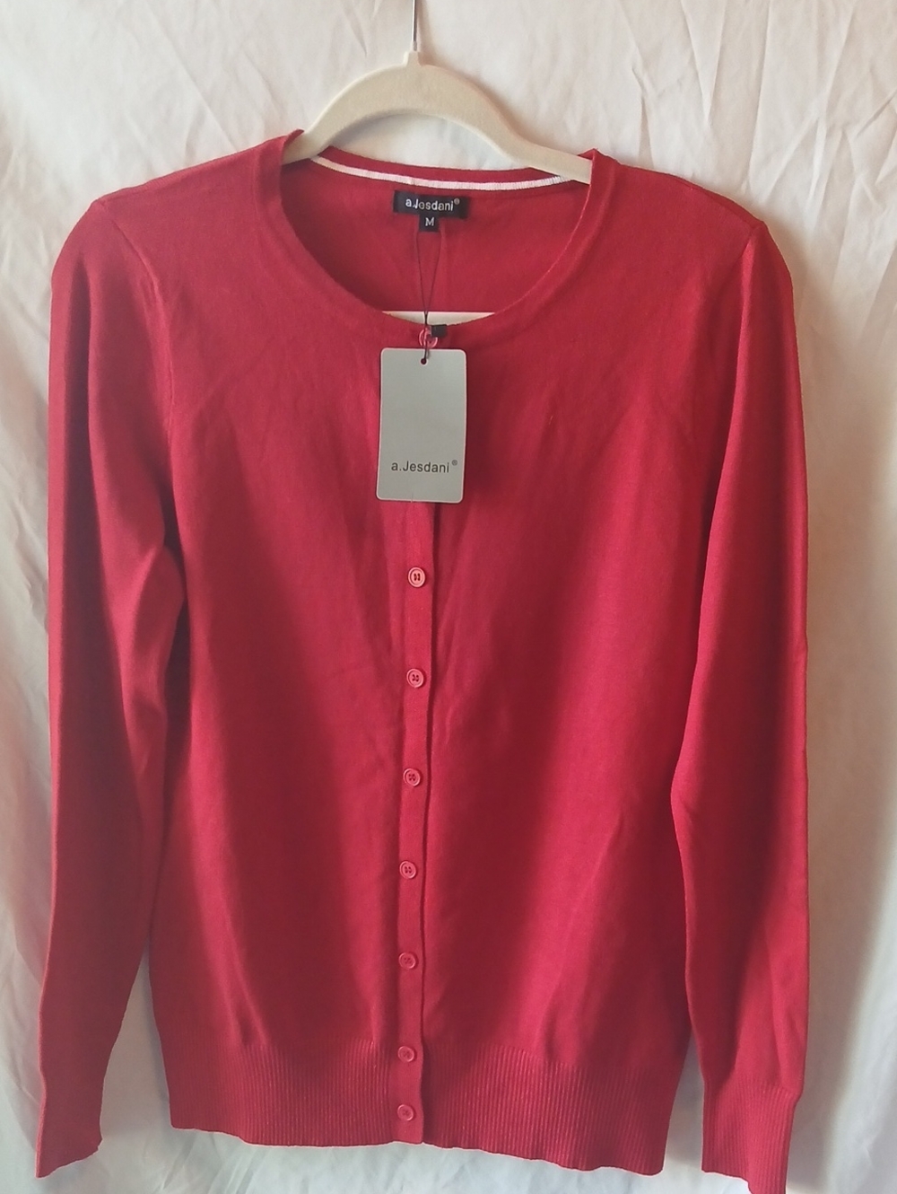 Women’s Bright Red Button Cardigan